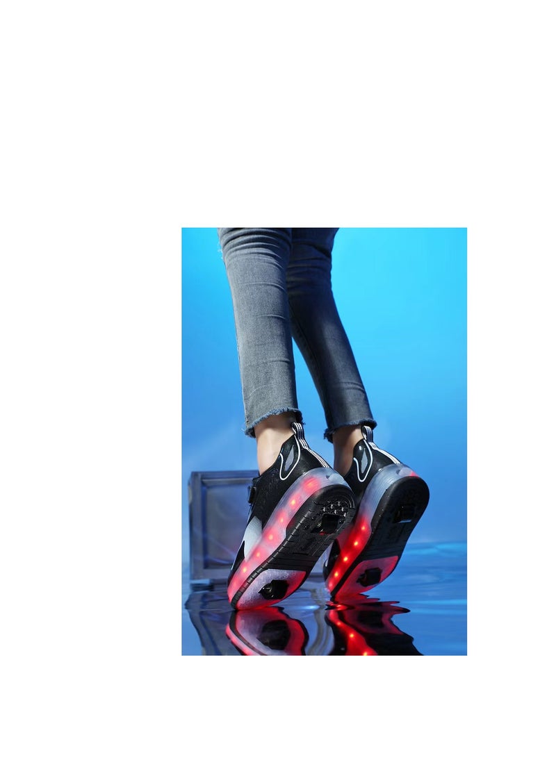 Loquat Breathability Roller Shoes USB Charge Girls Boys Sneakers with Wheels LED Roller Skates Shoes Multicolour  - Image 5