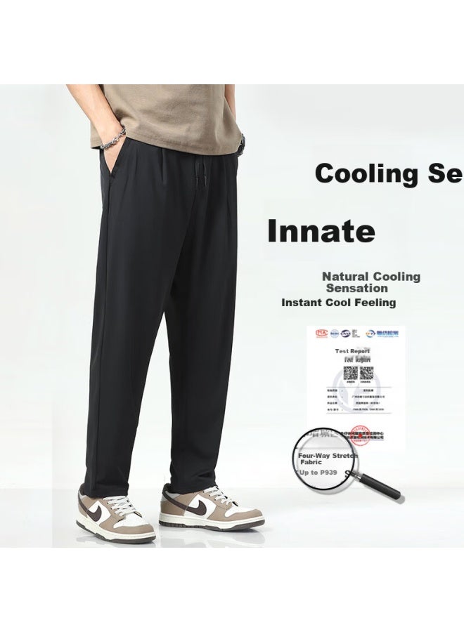 Liberal Ziyu Style Men's Ice Silk Sleep Pants  Summer Thin Sun Protection Straight Loose High Elastic Quick-dry Air Conditioning Sports Lounge Pants - Image 3