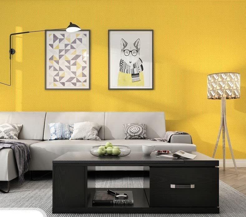 ROSASTELLA Self Adhesive Decorative Peel Stick Waterproof Yellow Solid Wallpaper Wall Decor Removable Wall Paperr for Living Room Hall Decoration PVC Vinyl DIY Contact Paper Texture 45x304cm - Image 3