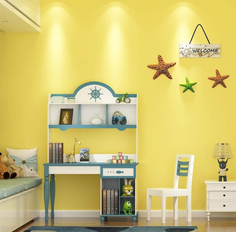 ROSASTELLA Self Adhesive Decorative Peel Stick Waterproof Yellow Solid Wallpaper Wall Decor Removable Wall Paperr for Living Room Hall Decoration PVC Vinyl DIY Contact Paper Texture 45x304cm - Image 2