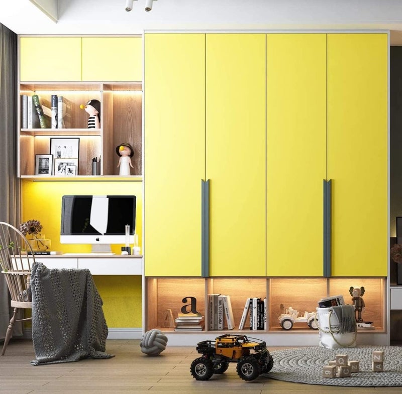 ROSASTELLA Self Adhesive Decorative Peel Stick Waterproof Yellow Solid Wallpaper Wall Decor Removable Wall Paperr for Living Room Hall Decoration PVC Vinyl DIY Contact Paper Texture 45x304cm - Image 4