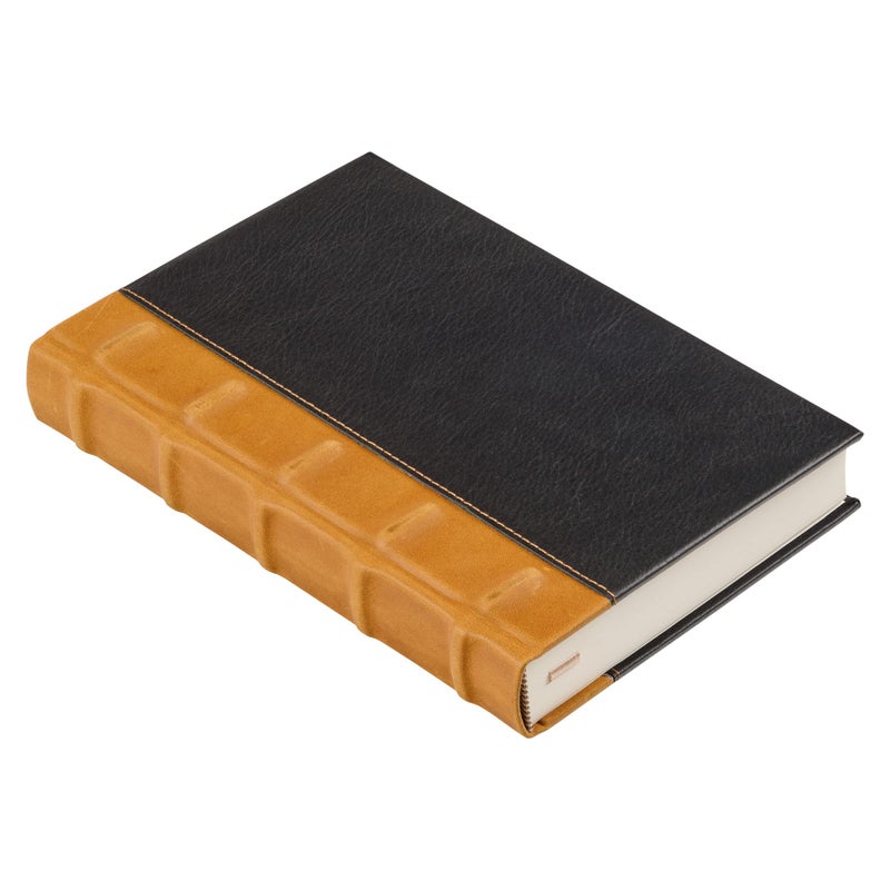 Leatherpress Vintage Leather Journal, Black Hardcover Notebook w/Tan Nubuck Ribbed Spine, Artisan Blacksmith Design, Lined Pages Heavyweight Paper, Table of Contents w/Numbered Pages - Image 4