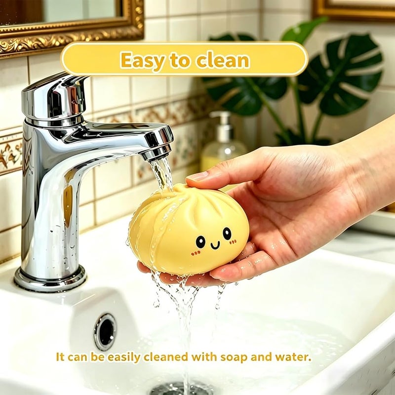 SHUOXUKE Dumpling Squishy Mystery Box , Giant Glitter Dumplings Stress Balls, Slow Rising Squeeze Dumpling Toys with Steamer, Sensory Dough Stress Relief for Stocking Stuffers Yellow - Image 5