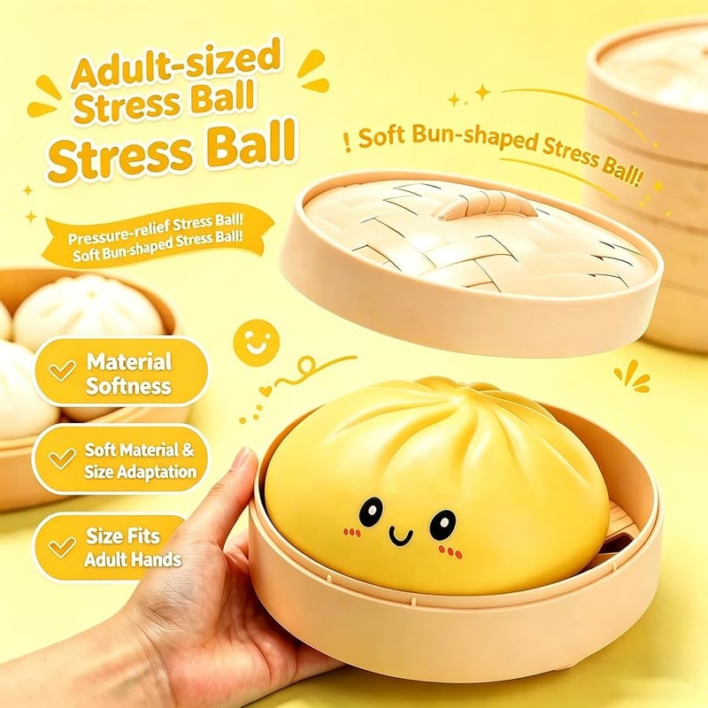 SHUOXUKE Dumpling Squishy Mystery Box , Giant Glitter Dumplings Stress Balls, Slow Rising Squeeze Dumpling Toys with Steamer, Sensory Dough Stress Relief for Stocking Stuffers Yellow - Image 4