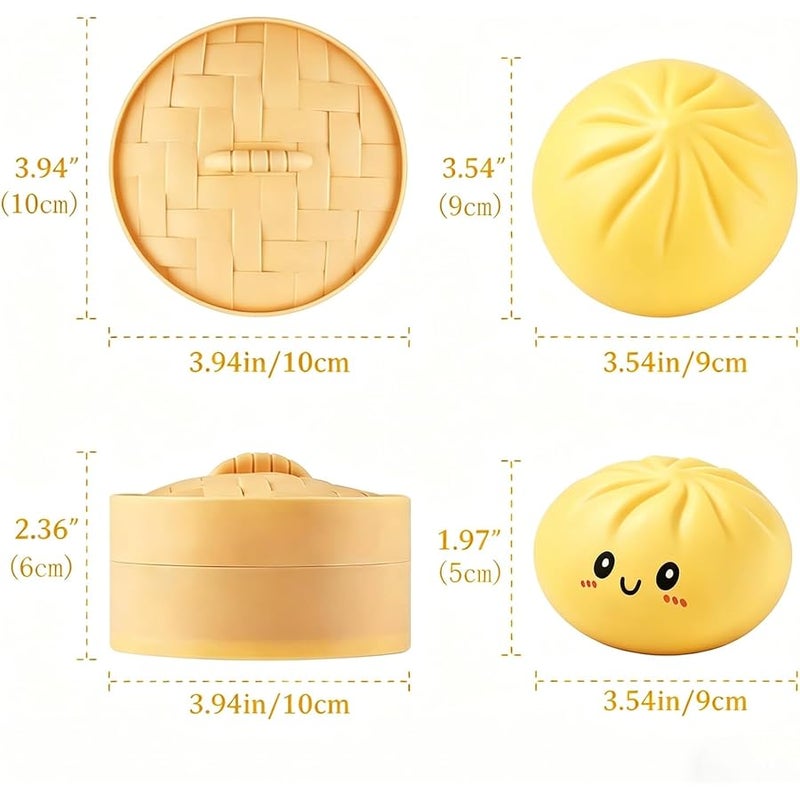 SHUOXUKE Dumpling Squishy Mystery Box , Giant Glitter Dumplings Stress Balls, Slow Rising Squeeze Dumpling Toys with Steamer, Sensory Dough Stress Relief for Stocking Stuffers Yellow - Image 3