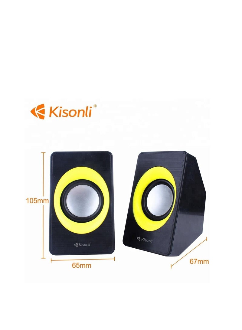 KISONLI A303 WIRED MINI COMPUTER SPEAKERS USB 2.0 PC SPEAKERS FOR LAPTOP DESKTOP PHONE 6W BLACK - Image 2