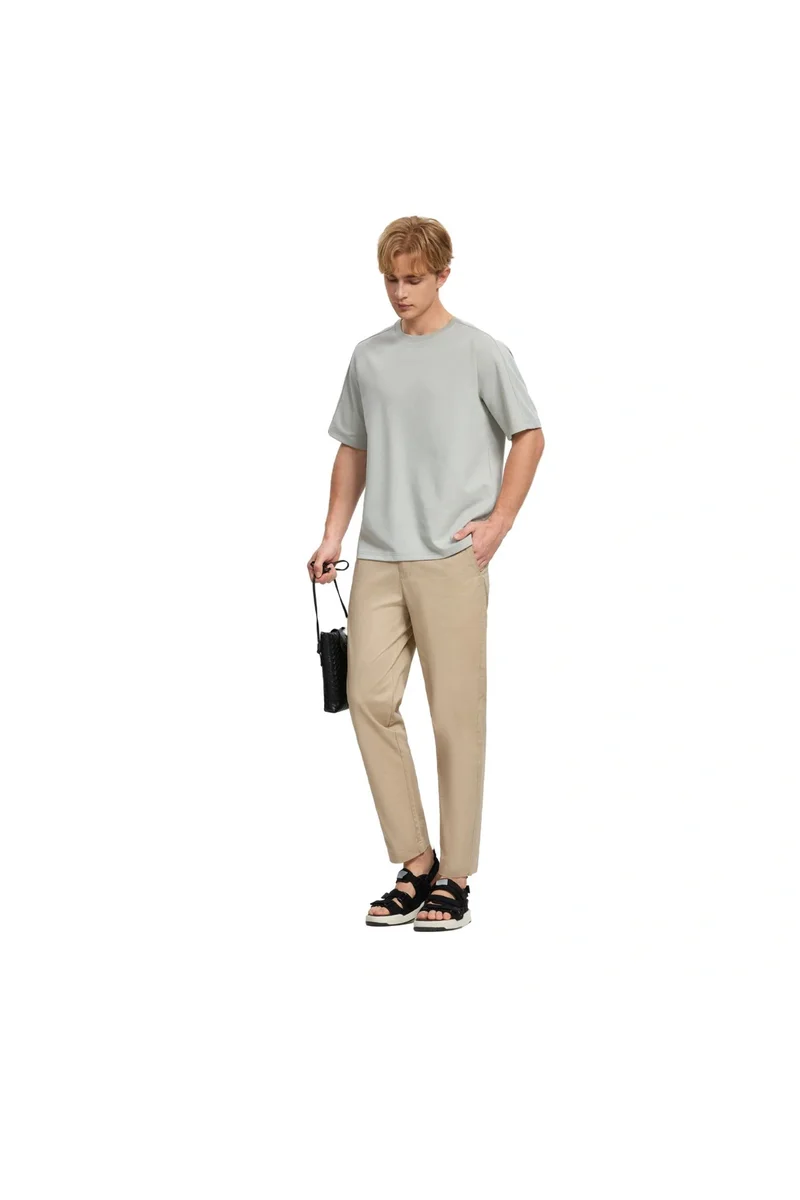 جيوردانو تيشيرت رجالي بأكمام راجلان مقاس مريح - رمادي