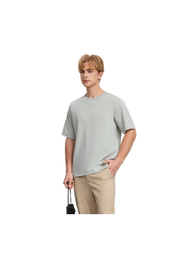 GIORDANO Gray Relaxed Fit T-Shirt for Men - Image 4