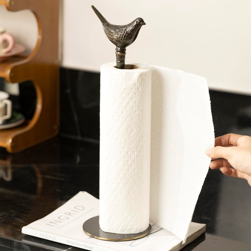 YACSNBF 1 Luxurious Brass Paper Towel Holder countertop (Black) - Image 3