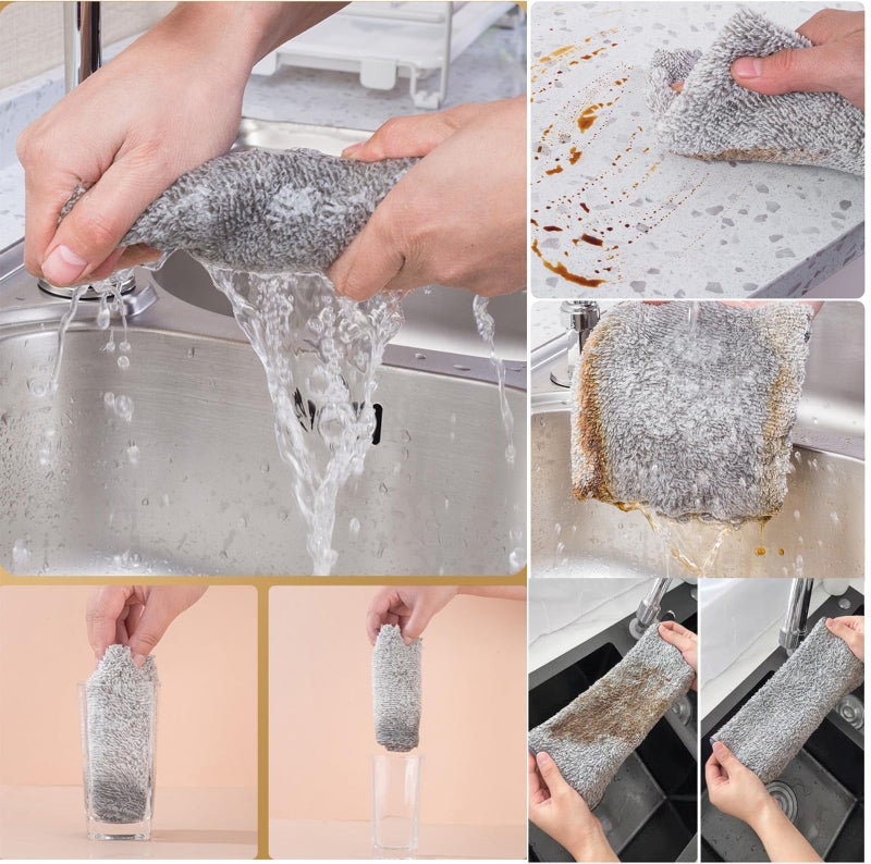 SAOYOAS 20 Pack Kitchen Dish Cloths Super Absorbent Coral Fleece Dish Cloths, Reusable Washable Fast Drying Rags, Nonstick Oil Microfiber Lint-Free Kitchen Cleaning Towels for Furniture Car Tea Bowl 10 x 10" - Image 5