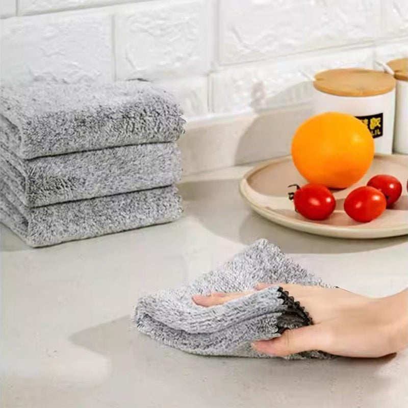 SAOYOAS 20 Pack Kitchen Dish Cloths Super Absorbent Coral Fleece Dish Cloths, Reusable Washable Fast Drying Rags, Nonstick Oil Microfiber Lint-Free Kitchen Cleaning Towels for Furniture Car Tea Bowl 10 x 10" - Image 3