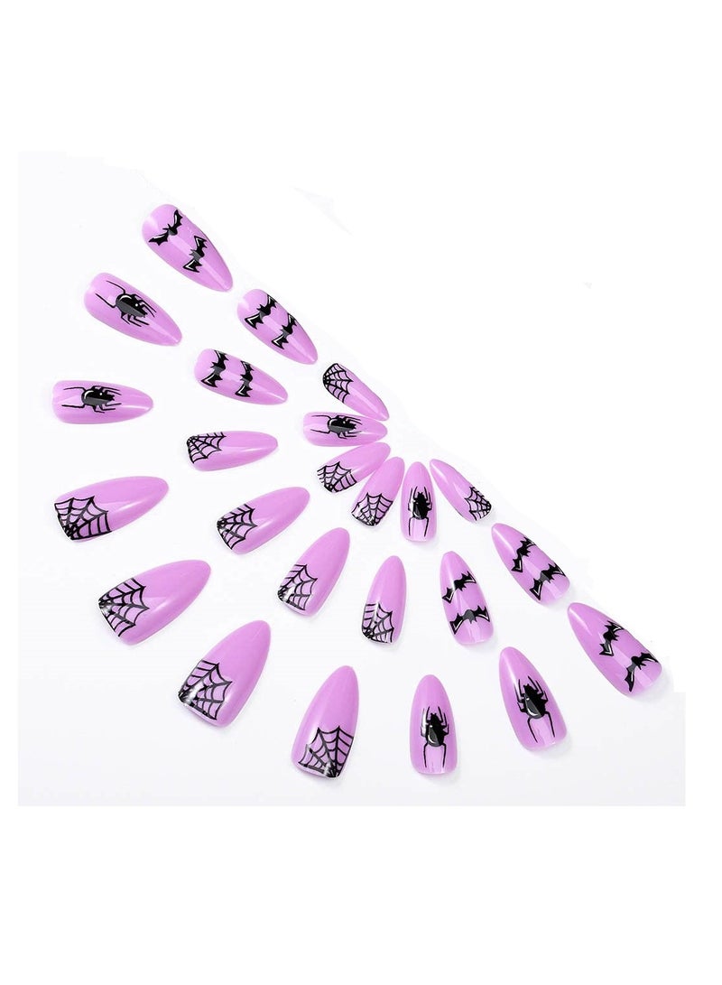 مجموعة أظافر صناعية من الأكريليك قابلة لإعادة الاستخدام مكونة من 24 قطعة، تتضمن شريطًا مزدوجًا وغراء - Image 2