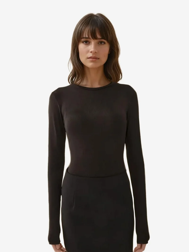 HICCUP Slim Fit Crew Neck Long Sleeve Top