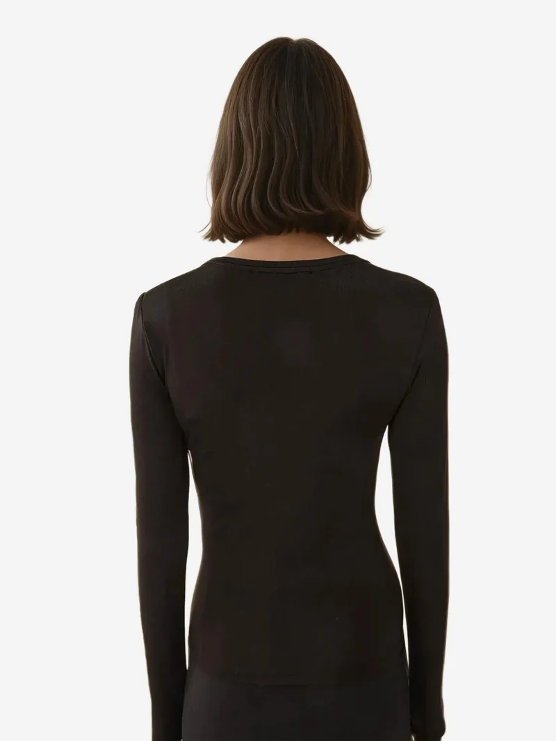 HICCUP Slim Fit Crew Neck Long Sleeve Top