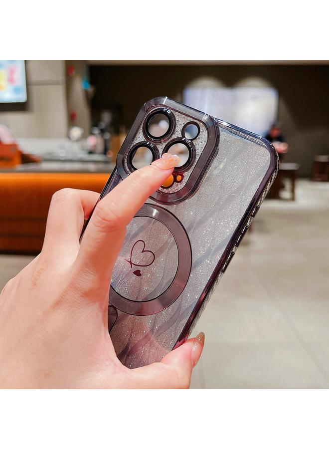 اس-توب جراب هاتف iPhone 11 Pro Max Loves Leaves Glitter متدرج من ألياف الكربون Magsafe TPU - Image 5