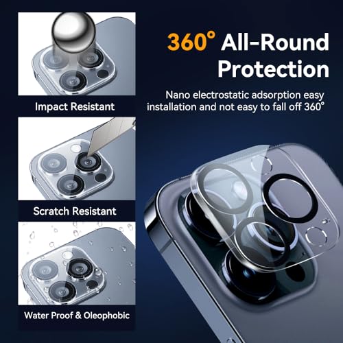 Vipsent Camera Lens Protector for iPhone 16 pro 6.3 / iPhone 16 pro max 6.9,9H Tempered Glass，Ultra HD, Scratch Resistance Easy to Install，Case Friendly，[Does not Affect Night Shots] 3-Pack - Image 2