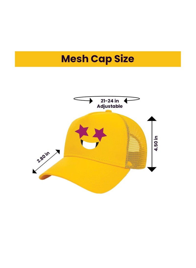 PRINTSHOP4ME - Kids Yellow Smiley Face Pack Of 2 T-Shirt And Cap Combo–Unisex Round Neck Short Sleeve Cotton T-Shirt - Image 1