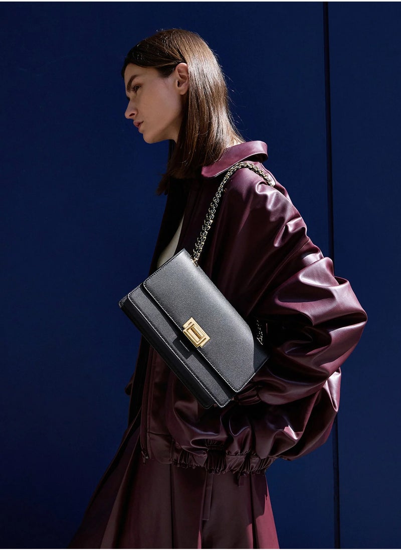 Charles & Keith Charles & Keith Everline Square Buckle Chain Bag  - Image 2