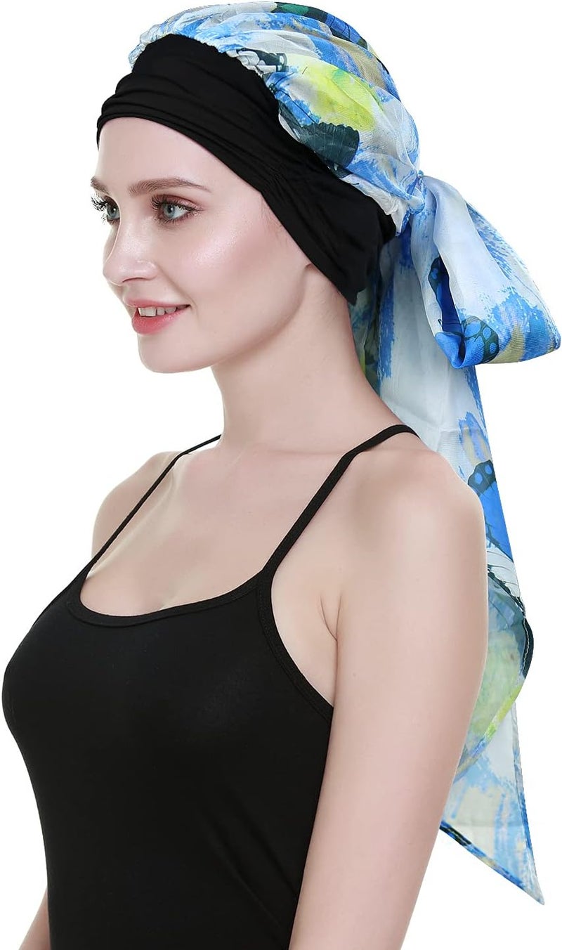 FocusCare Chemo Headwear Turbans for Women Long Hair Head Scarf Headwraps Cancer Hats - Image 1