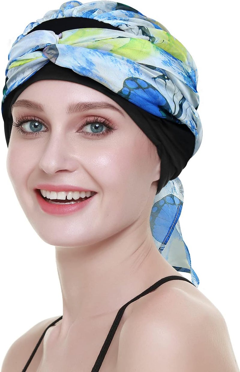 FocusCare Chemo Headwear Turbans for Women Long Hair Head Scarf Headwraps Cancer Hats - Image 4