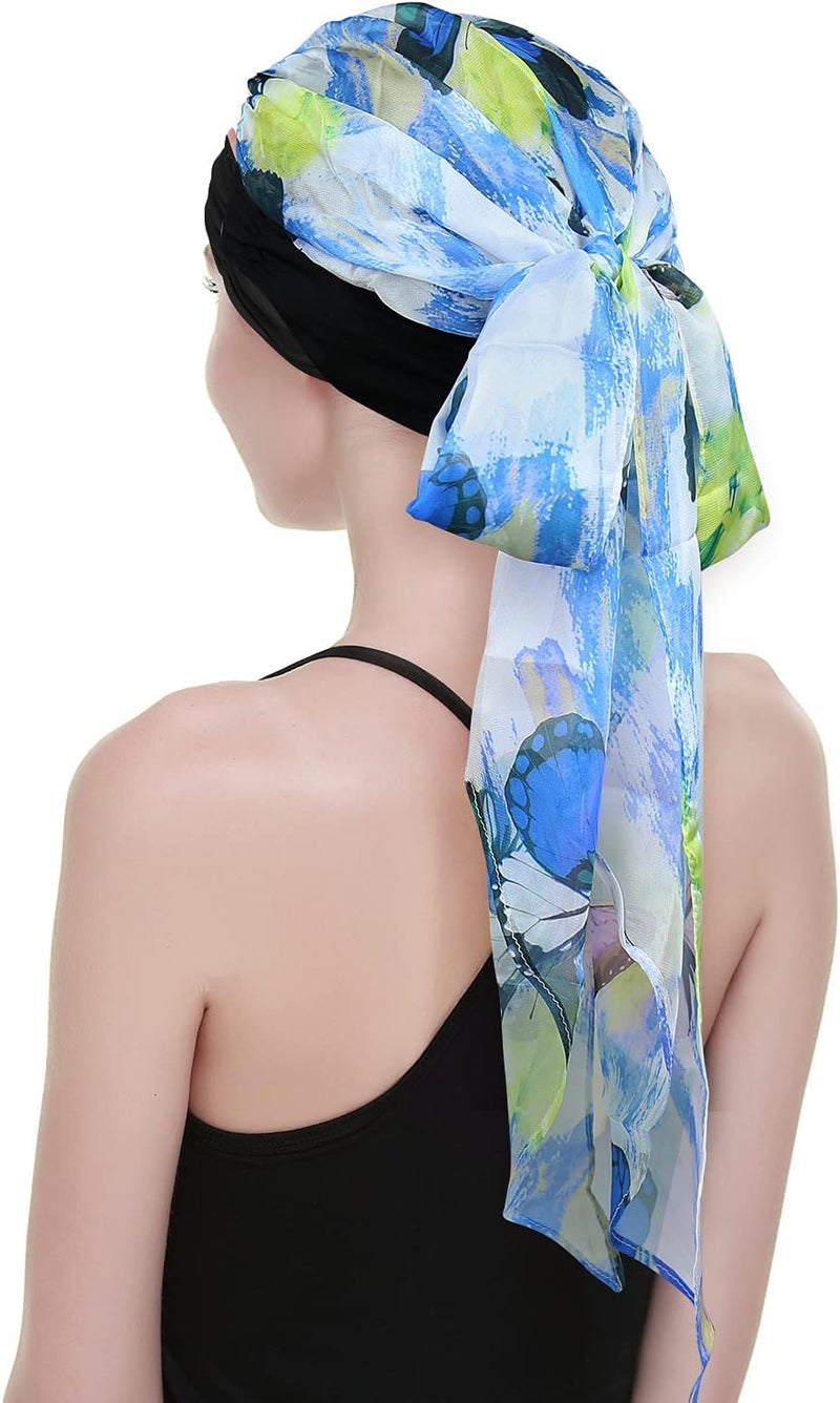 FocusCare Chemo Headwear Turbans for Women Long Hair Head Scarf Headwraps Cancer Hats - Image 3