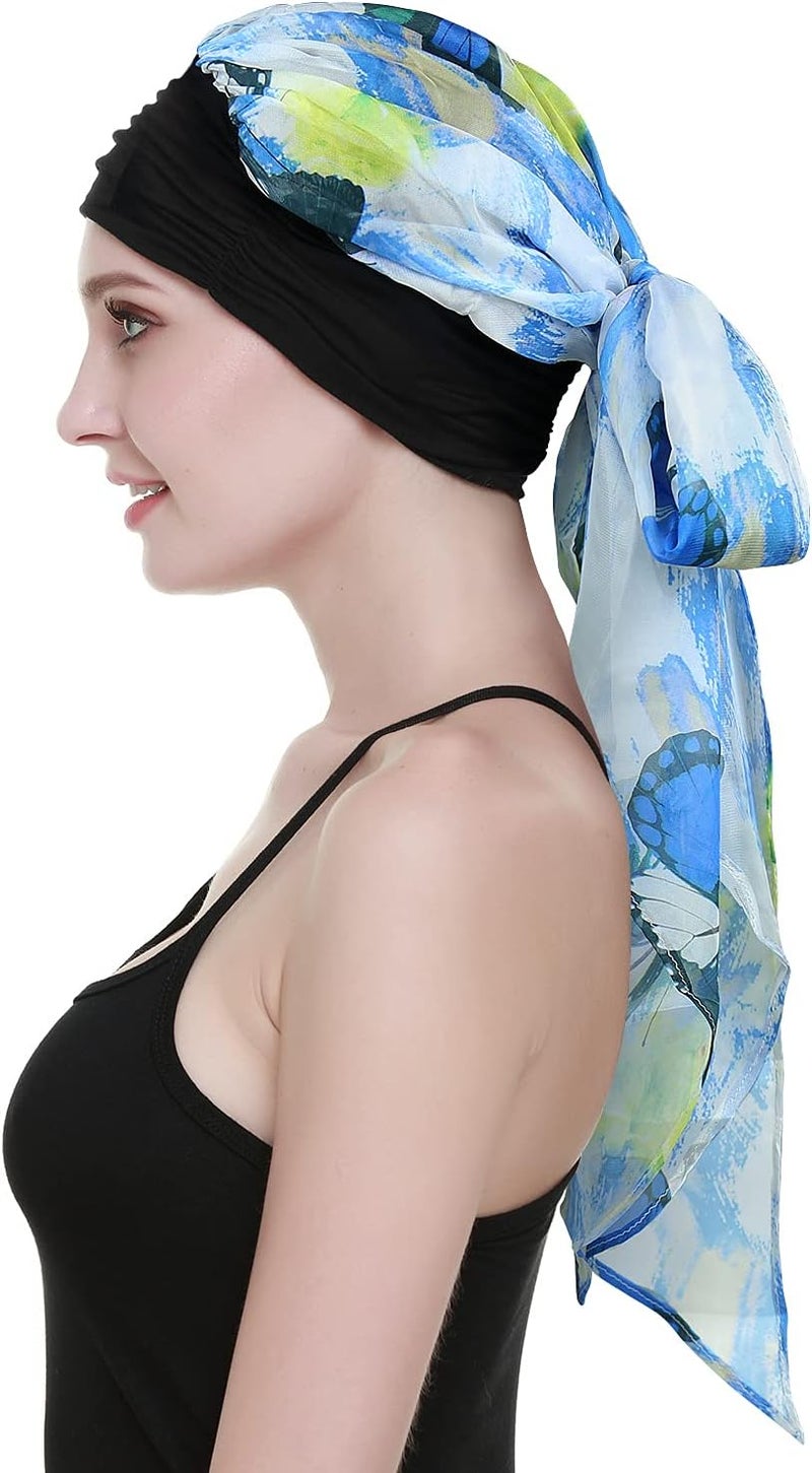 FocusCare Chemo Headwear Turbans for Women Long Hair Head Scarf Headwraps Cancer Hats - Image 2