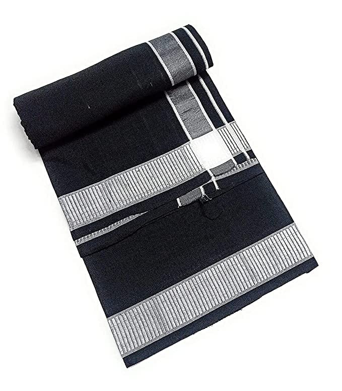 RAGINI V Men's Kerala cotton lungi pack of 2 (Black, Grey) - Image 4