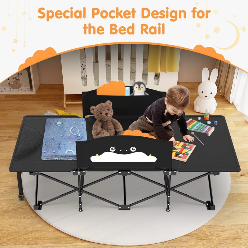 Suteck Kids Camping Cot, Comfortable Toddler Cot Bed Easy to Store and Use, Portable Sleeping Cot with Guardrail, Lightweight Bed for Outdoor Indoor Home - Image 3