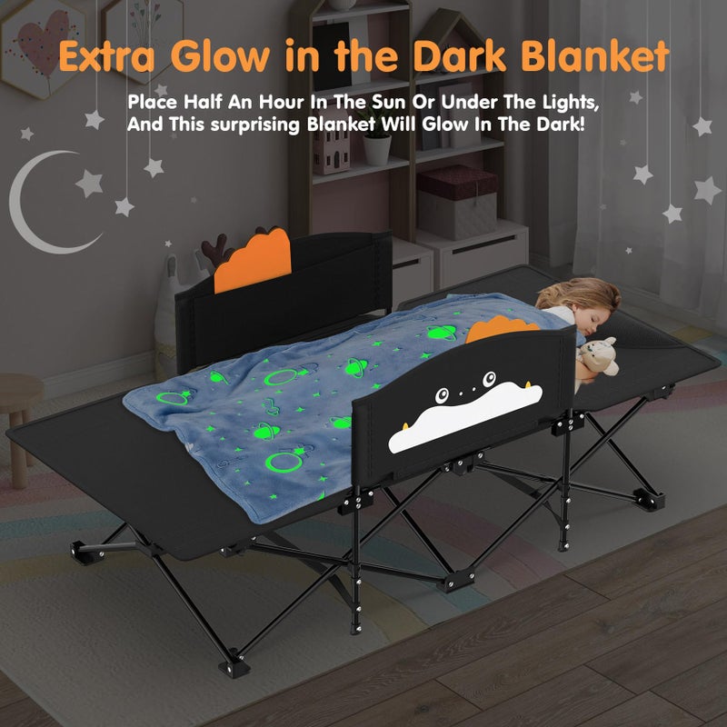 Suteck Kids Camping Cot, Comfortable Toddler Cot Bed Easy to Store and Use, Portable Sleeping Cot with Guardrail, Lightweight Bed for Outdoor Indoor Home - Image 2