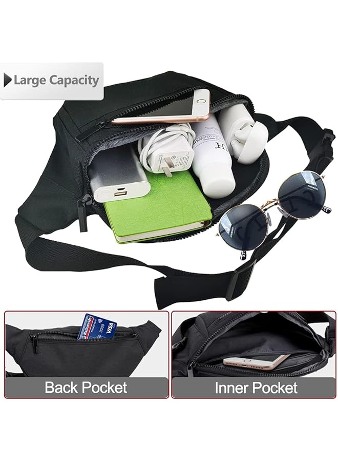 X spring Fanny Pack for Men Women Crossbody Waist Bag Pack Lightweight Comfortable Black Waist Bag Belt Bag for Travel Walking Running Hiking Cycling Easy Carry Any Phone Wallet - Image 2