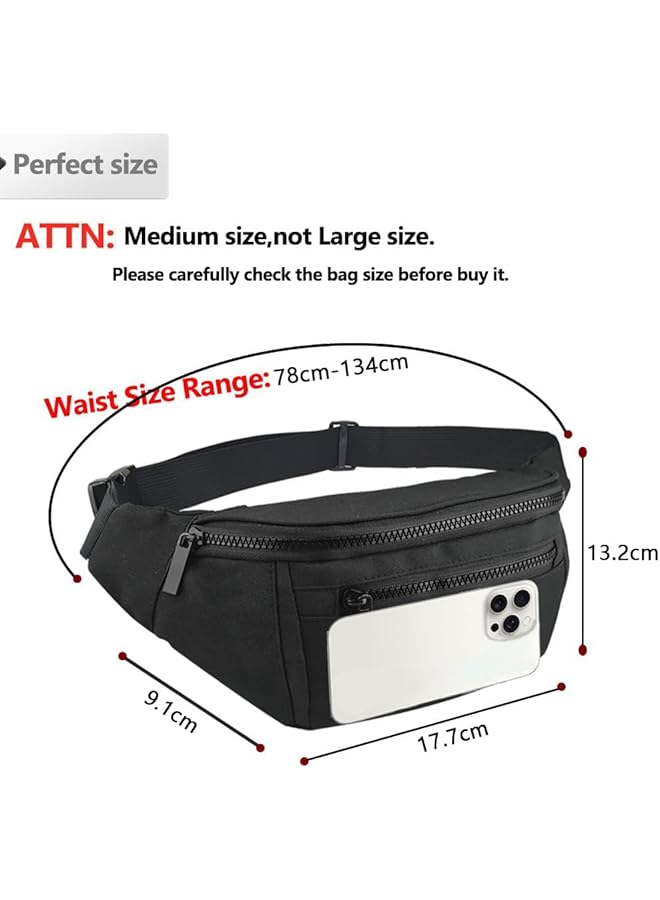 X spring Fanny Pack for Men Women Crossbody Waist Bag Pack Lightweight Comfortable Black Waist Bag Belt Bag for Travel Walking Running Hiking Cycling Easy Carry Any Phone Wallet - Image 5