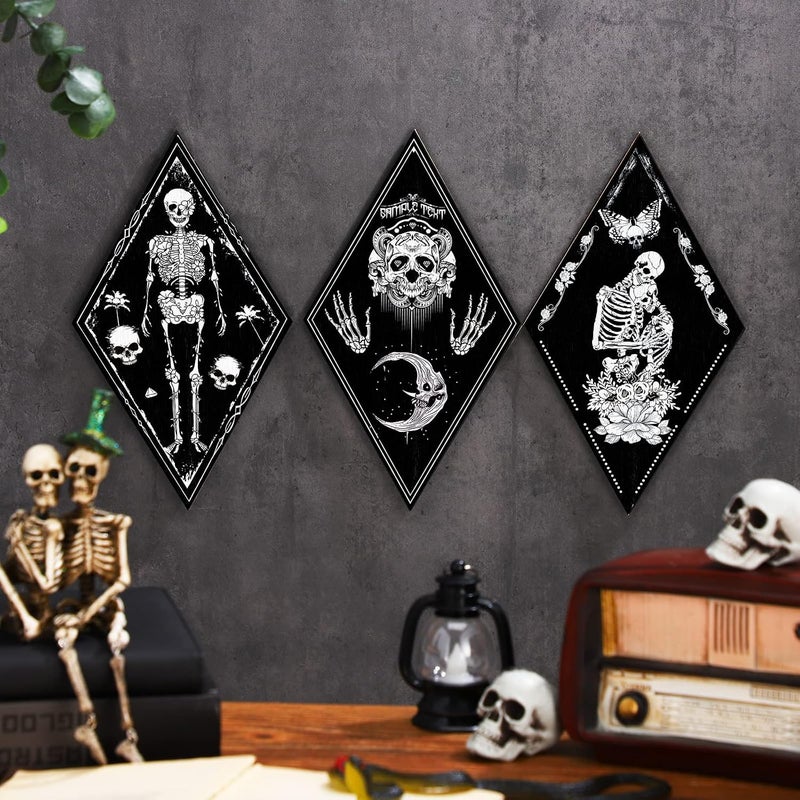 Tatuo 6 Pcs Farmhouse Southwest Home Wall Decor Frame Wall Hanging Boho Modern Abstract Art Prints Wooden Decorations for Bedroom Bathroom Apartment Mexican Decor(Skull Style) - Image 3