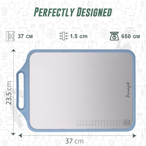 Parage 2-in-1 Reversible Chopping Board | Stainless Steel + Wooden Dual-Side Cutting Board | Hygienic, Anti-Slip, Heavy-Duty Board for Meat, Vegetables, Fruits & Kitchen Use | 37 x 23.5 cm - Image 5