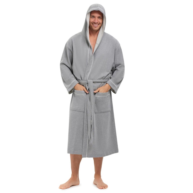 Hooded Unisex Sweatshirt Bathrobe Industrial quality sweatshirt material with rope accents 5Star Hotel Choice