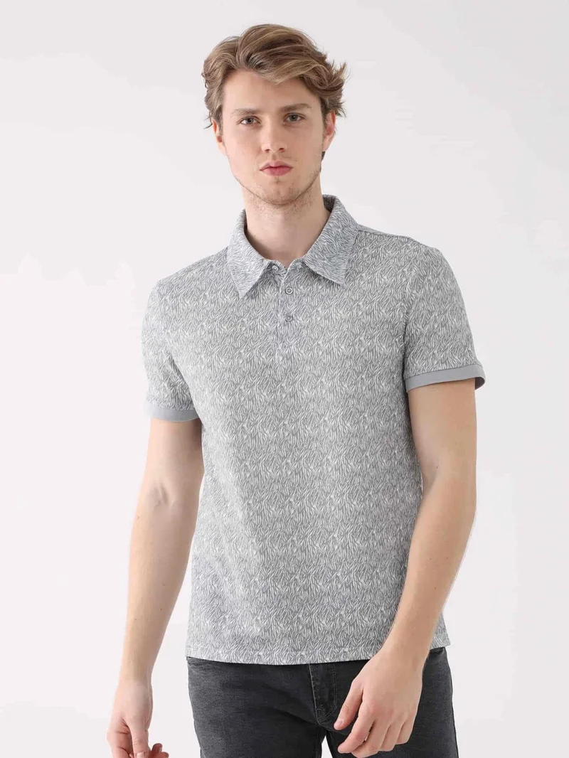 Gray Men's Slim Fit Polo Neck Tshirt