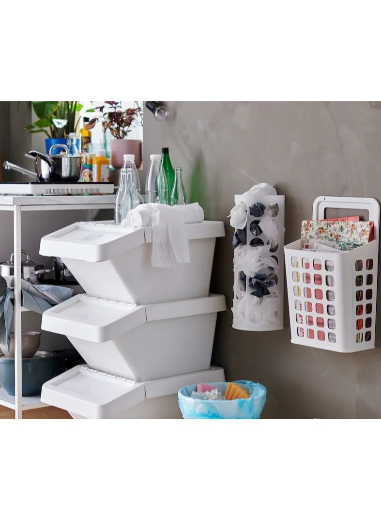 Plastic Bag Dispenser – Wall-Mount or Cabinet Organizer – White – Compact Storage Holder for Grocery & Shopping Bags – Space-Saving Design - Image 2