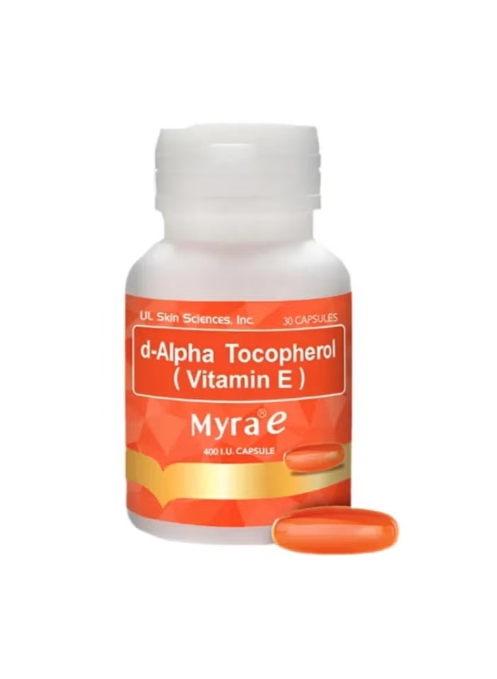 Myra E Vitamin E Capsules – d-Alpha Tocopherol 400 IU – 30 Softgels | Antioxidant Support for Healthy Skin, Hair & Immunity