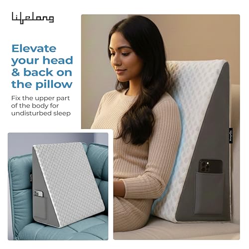 Lifelong Orthopedic Memory Foam Wedge Pillow for Sleeping, Sitting & Acid Reflux Relief | High Resilience Foam | Leg Elevator, Back Support & Pain Relief Pillow for Comfortable Rest (LLWP071) - Image 3