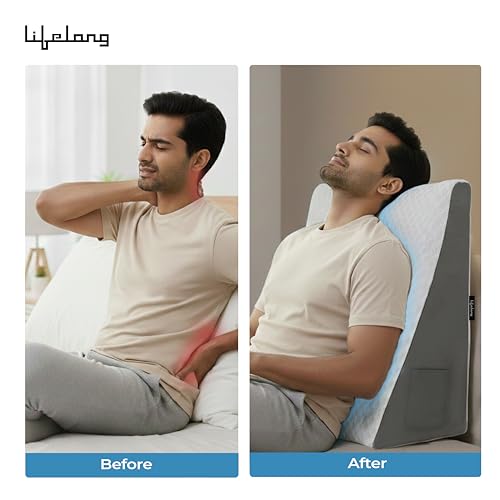 Lifelong Orthopedic Memory Foam Wedge Pillow for Sleeping, Sitting & Acid Reflux Relief | High Resilience Foam | Leg Elevator, Back Support & Pain Relief Pillow for Comfortable Rest (LLWP071) - Image 2