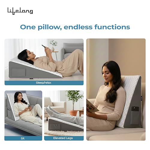 Lifelong Orthopedic Memory Foam Wedge Pillow for Sleeping, Sitting & Acid Reflux Relief | High Resilience Foam | Leg Elevator, Back Support & Pain Relief Pillow for Comfortable Rest (LLWP071) - Image 5