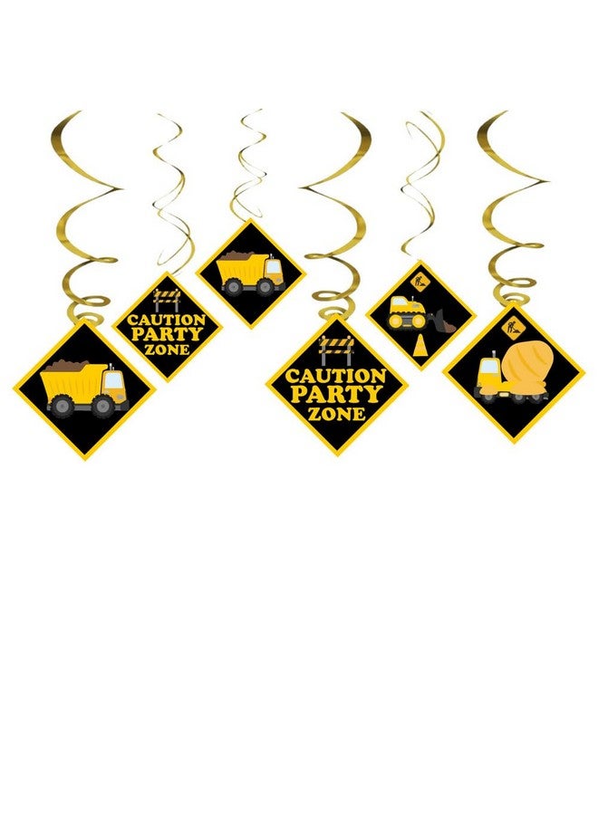 Balloonistics Construction Theme Ceiling Swirl Decorations Birthday Cutout Festive Party Supplies Decorations Event Party (Pack of 6 Swirls and Cutouts) - Image 2