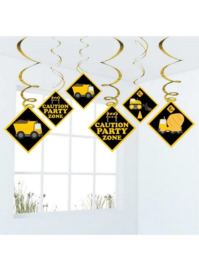 Balloonistics Construction Theme Ceiling Swirl Decorations Birthday Cutout Festive Party Supplies Decorations Event Party (Pack of 6 Swirls and Cutouts) - Image 1