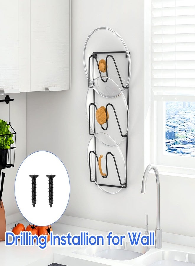 ORLESS 2 Pack Pot Lid Organizer Rack for Cabinet Door, Adhesive Pot Lid Holder Wall Mount, Rustproof Lid Cover for Pots and Pans, Lid Organizer for Kitchen - Image 4