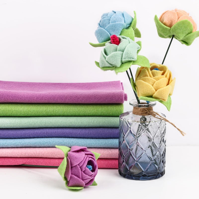XSEINO 12 Rolls 8"x35" 1.4mm Thick Soft Felt Fabric Sheet 12 Assorted Macarone Series Colors Felt Pack for DIY Craft Sewing Squares Nonwoven Patchwork - Image 4