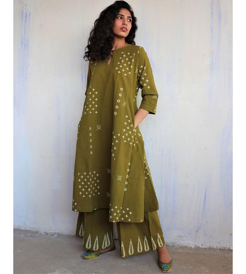 ANNI Designer Women's Rayon Viscose A-Line Printed Kurta with Palazzo (CHAURYA Mehandi_5XL_Mehandi_XXXXX-Large) - Image 3