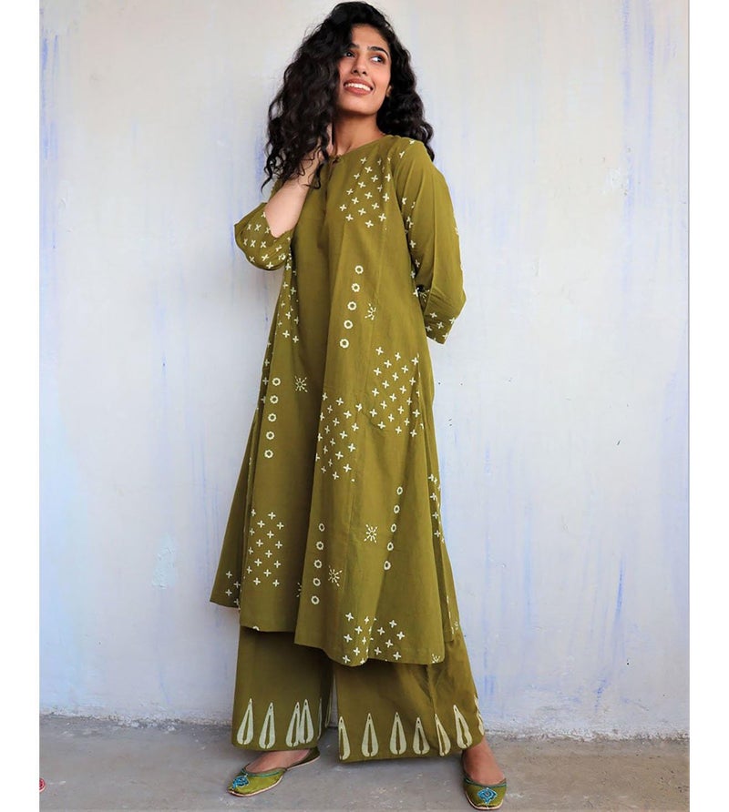 ANNI Designer Women's Rayon Viscose A-Line Printed Kurta with Palazzo (CHAURYA Mehandi_5XL_Mehandi_XXXXX-Large) - Image 4