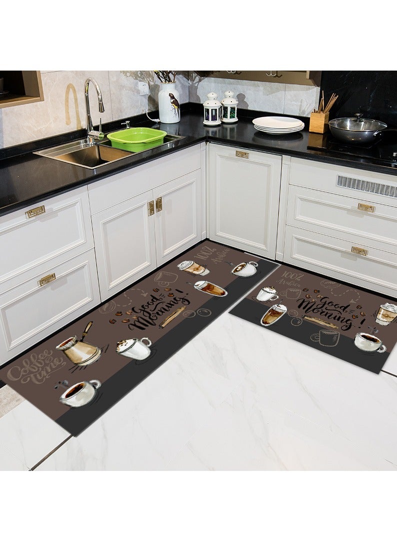 FASHION HOME Set of 2 Kitchen Mats Floor Rug Home Decor Accessories Non Skid Washable  - Image 1