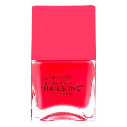 Nails Inc 45 Second Speedy Gloss Charlie Coral Pink Glossy No Chip Long Lasting Quick Dry Air Dry Professional Manicures Pedicures Fingernails Toenails Vegan Nail Polish 047 Fl Oz - Image 1