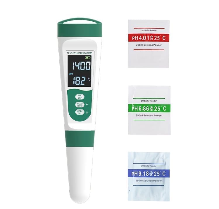 Meridian 5-in-1 Water Quality Meter for TDS, EC, pH, Salinity, and Temperature - Image 1