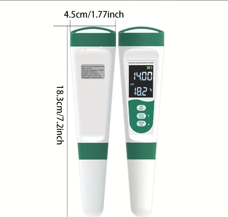 Meridian 5-in-1 Water Quality Meter for TDS, EC, pH, Salinity, and Temperature - Image 2
